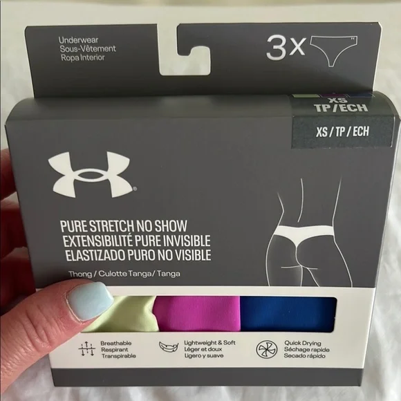 NIB W’s Under Armour Pure Stretch No Show Thong 3PC Set Sz XS - Picture 4 of 4